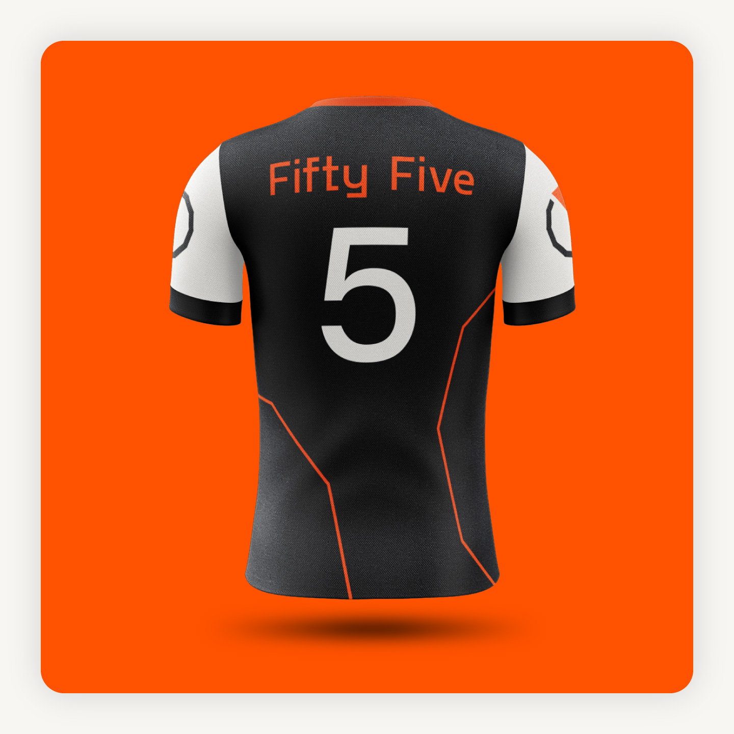 Fifty Five and Five football shirt to indicate the World Cup season.