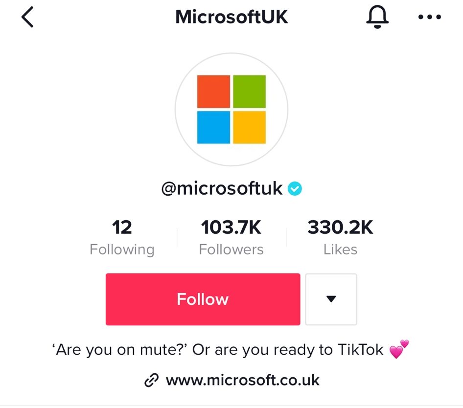 Microsoft's TikTok Account