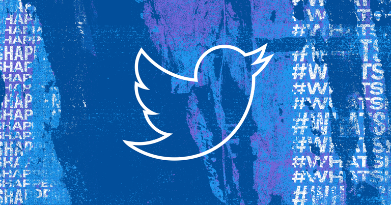 Twitter logo with a blue/purple background