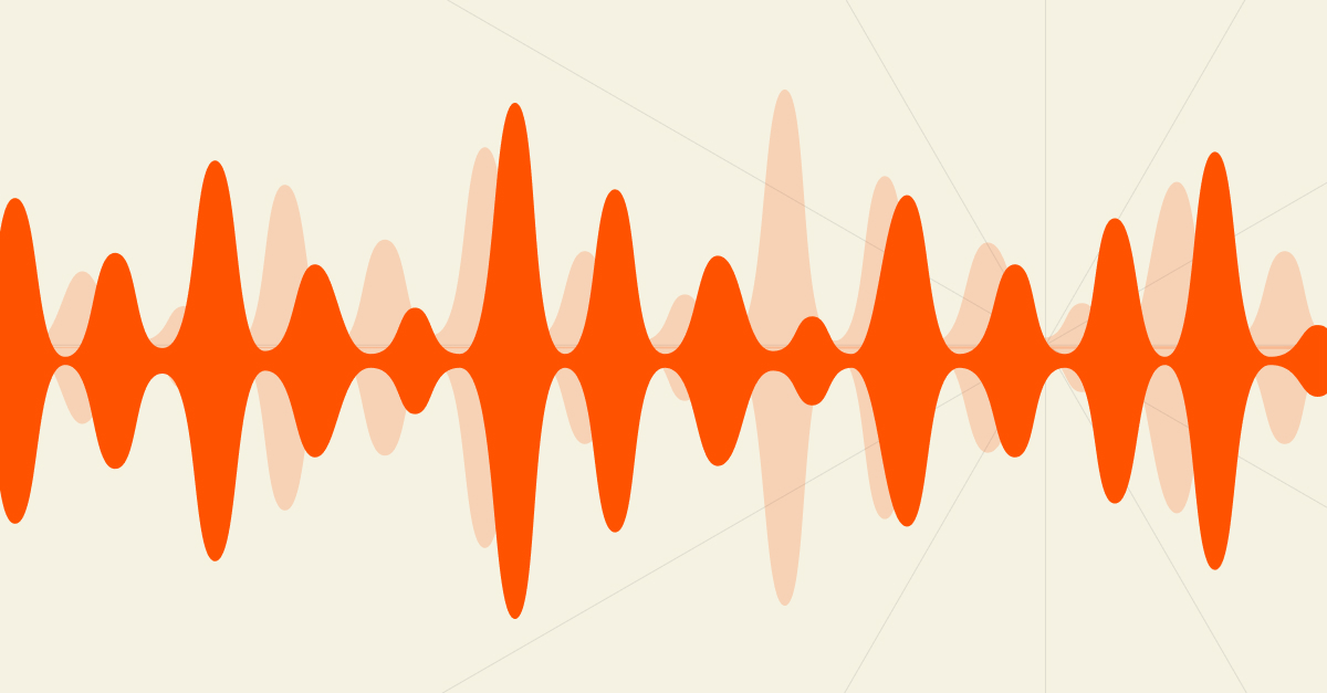 Audio waves in orange for voice search, a trend in digital marketing 2024.