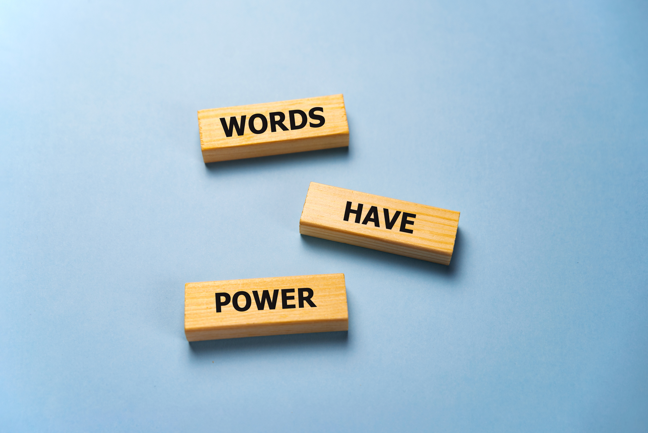 Words 'words have power' on wooden blocks