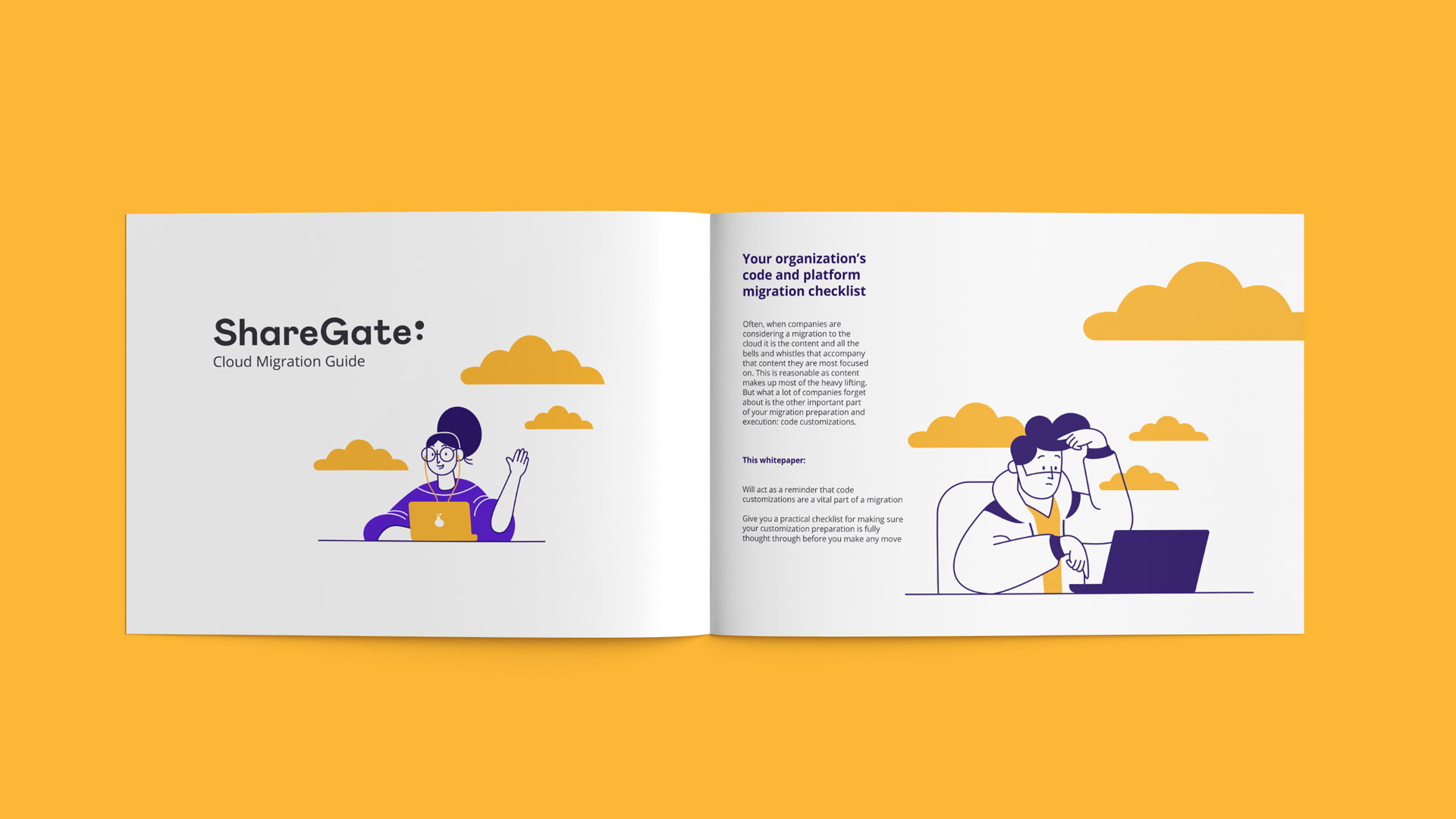 Mockup document with illustrations