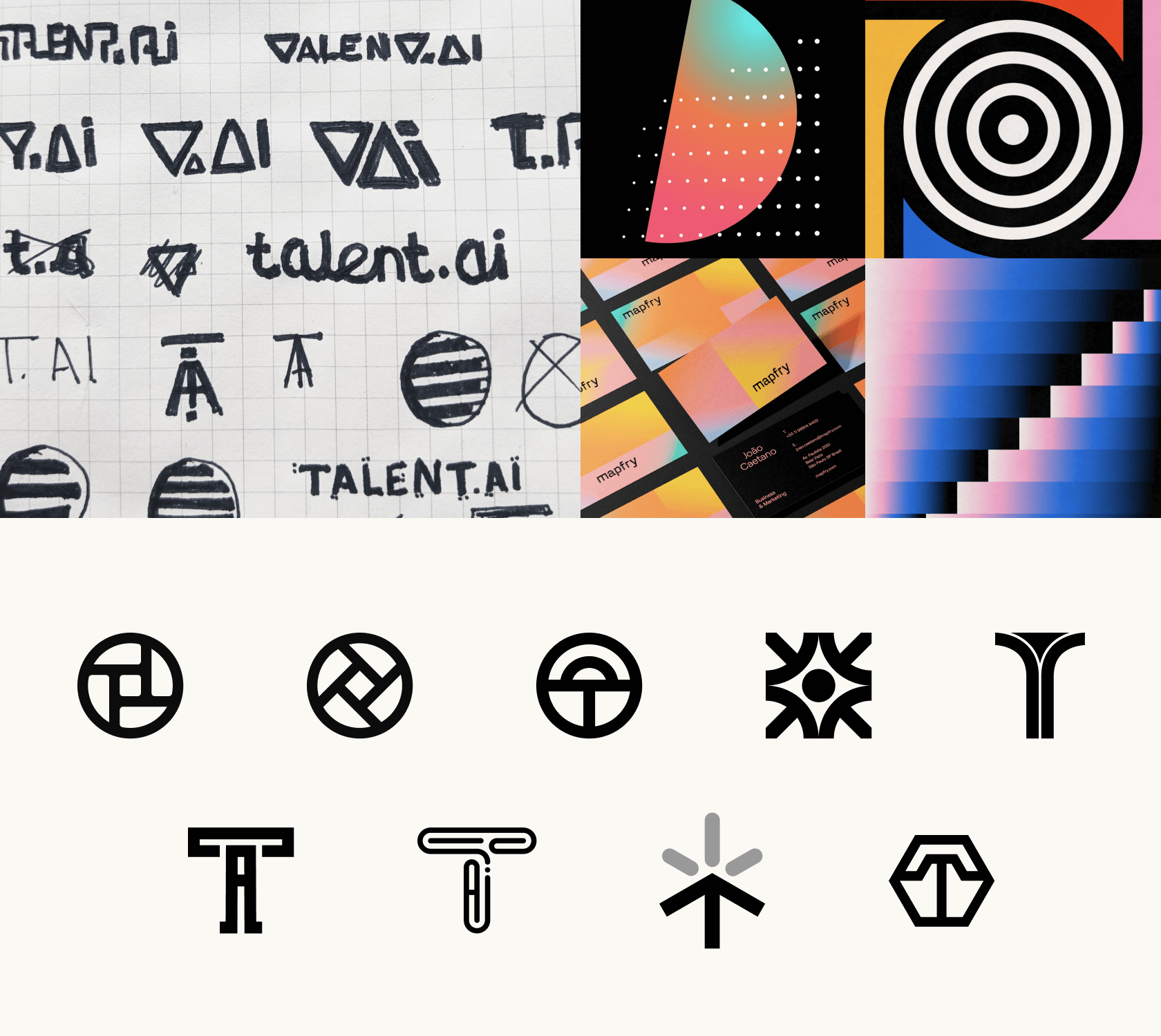 Exploring different designs for talent.ai logo