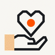 Animated GIF of a hand holding a heart that bounces