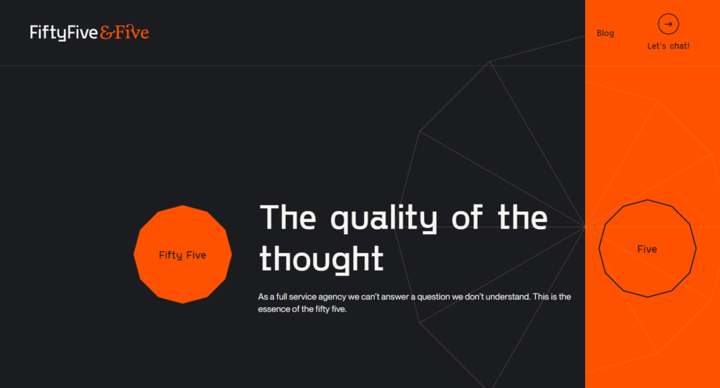 New homepage design for Fifty Five and Five's website
