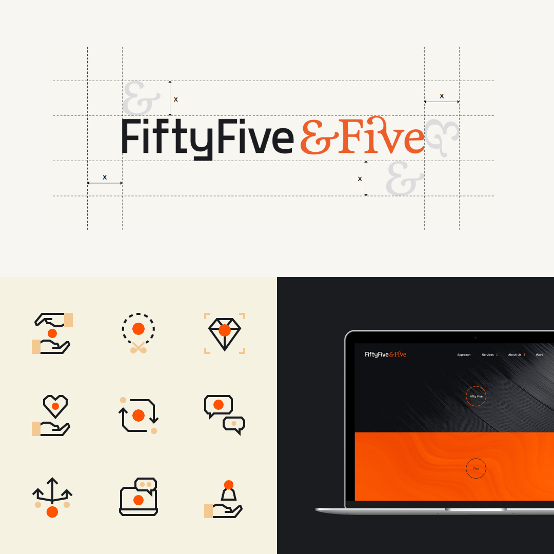 Fifty Five and Five creative exploration for visual identity 