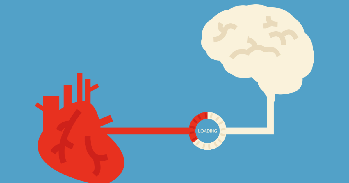 Heart and brain connecting through a link.